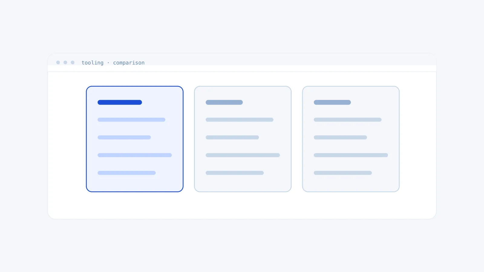 Three tooling options shown side by side for comparison